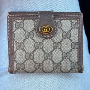 Vintage Gucci Brown and Tan Monogram Wallet
